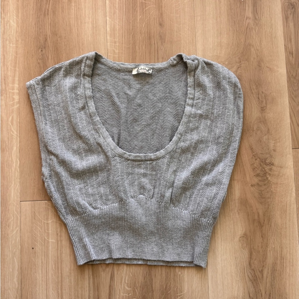 Free People Cropped Gray Sweater Tank Top